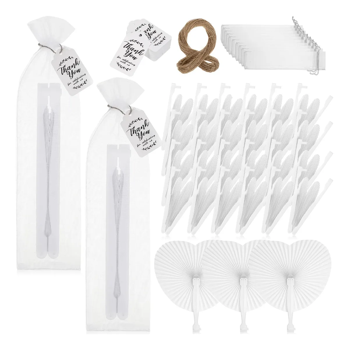 24 Abanicos de Papel Decorativos Corazón para Bodas - Adorno Romántico Personalizable - Ideal para Regalo Invitados y Celebraciones
