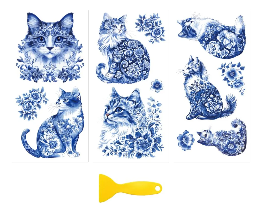 Pegatinas de Transferencia para Muebles con Diseño de Porcelana - Renueva y Decora tus Muebles con Elegancia | Fácil Aplicación DIY | Acabado Profesional