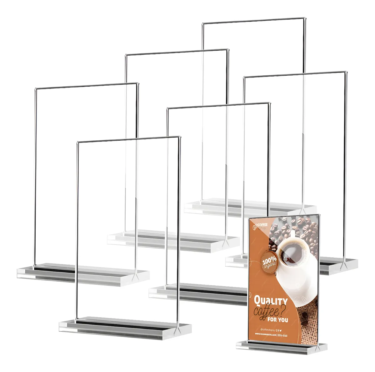 Juegos Soporte Letrero Transparente Tipo T Acrílico Profesional | Exhibición Clara de Carteles y Menús | Uso Versátil en Tiendas y Eventos | Pack Múltiple de Soportes