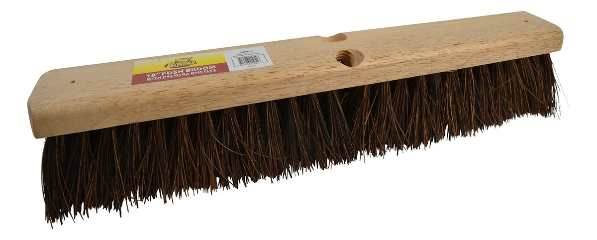 Cabezal de Escoba de Empuje para Exteriores | Fibras de Palmyr Resistentes | Limpieza Profunda de Terrazas, Patios y Garajes | Duradero y Eficaz | Color Neutro