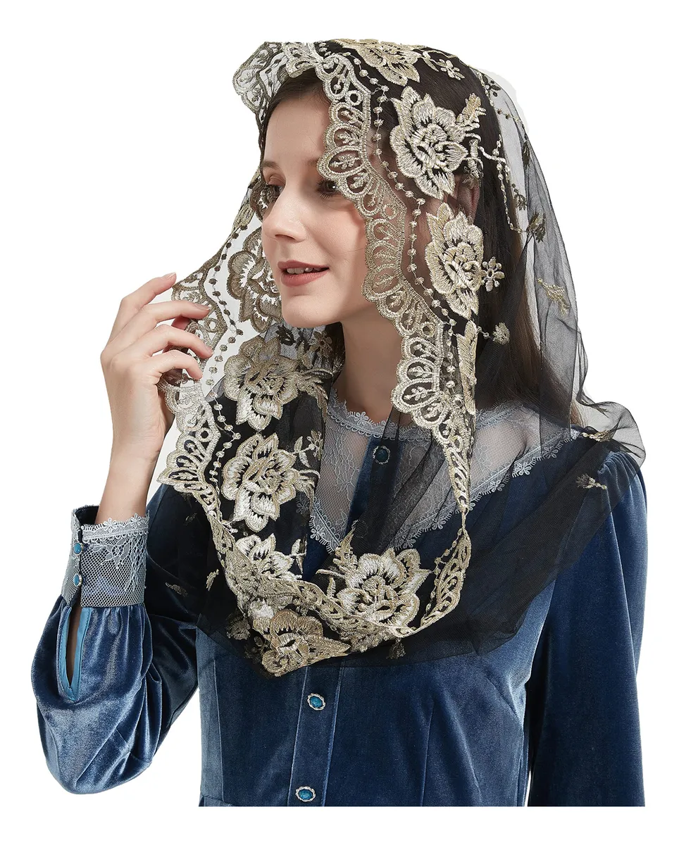 Velo Católico Estilo Español Dorado para Adviento y Cuaresma - Elegante Textura y Diseño Tradicional para Celebraciones Religiosas