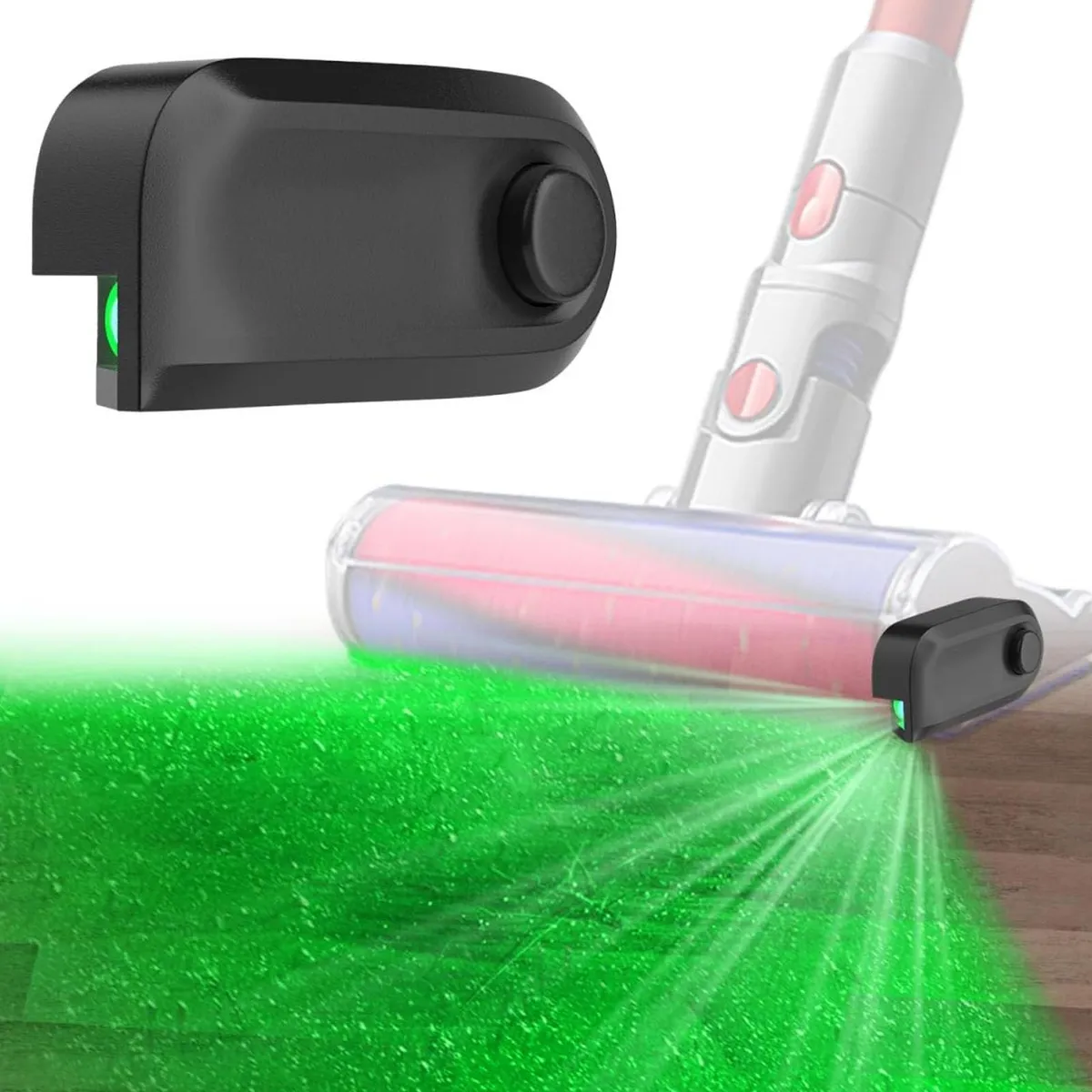Accesorio Luz LED Aspiradora con Detección Inteligente de Polvo - Visibilidad Mejorada para Limpieza Profunda - Pantalla Verde Brillante - Esencial para Hogar y Coche