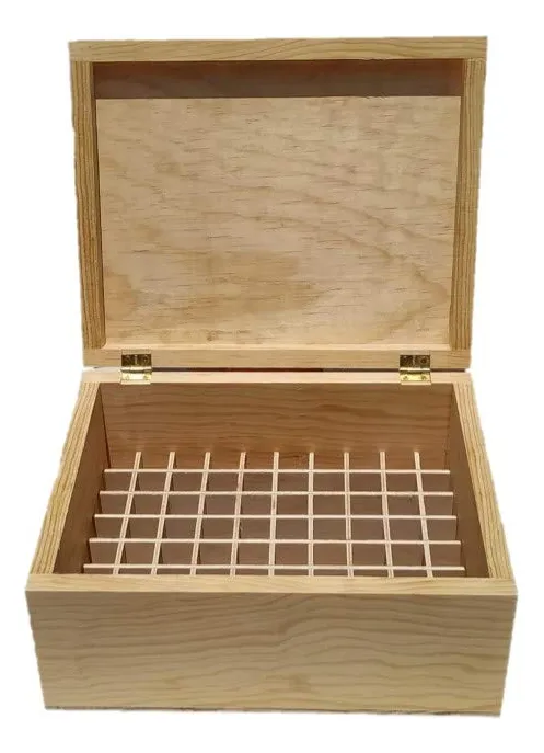 Caja De Madera Natural Para Aceites Esenciales con 63 Divisiones Perfectas para Almacenar y Organizar tu Colección Completa de Aromaterapia - Diseño Elegante y Resistente