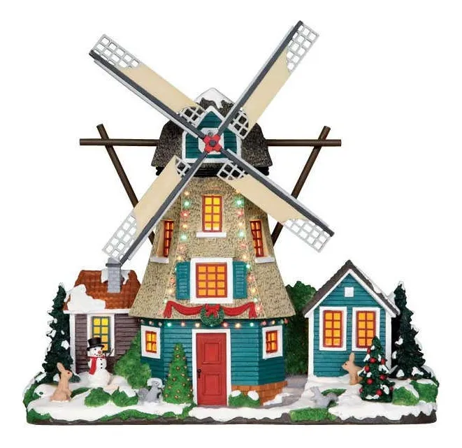 Molino De Viento Lemax Funcional a Pilas 4.5V para Decoración Navideña y Paisajes Miniatura - Añade Movimiento y Encanto Realista a Tu Escenario