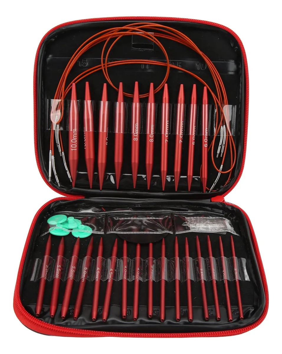 Agujas Circulares Intercambiables para Tejer: Kit Completo Profesional para Proyectos de Lana y Hilo | Incluye Tamaños Variados | Ideal para Manualidades y Manualidades Creativas