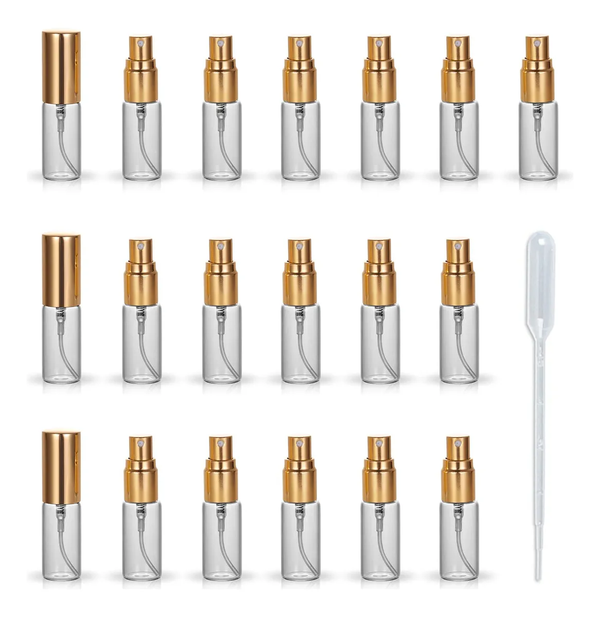 Pack 20 Botellas de Vidrio para Aceites Esenciales 5ml | Envases Vació con Tapas para Almacenamiento y Aplicación | Transparente