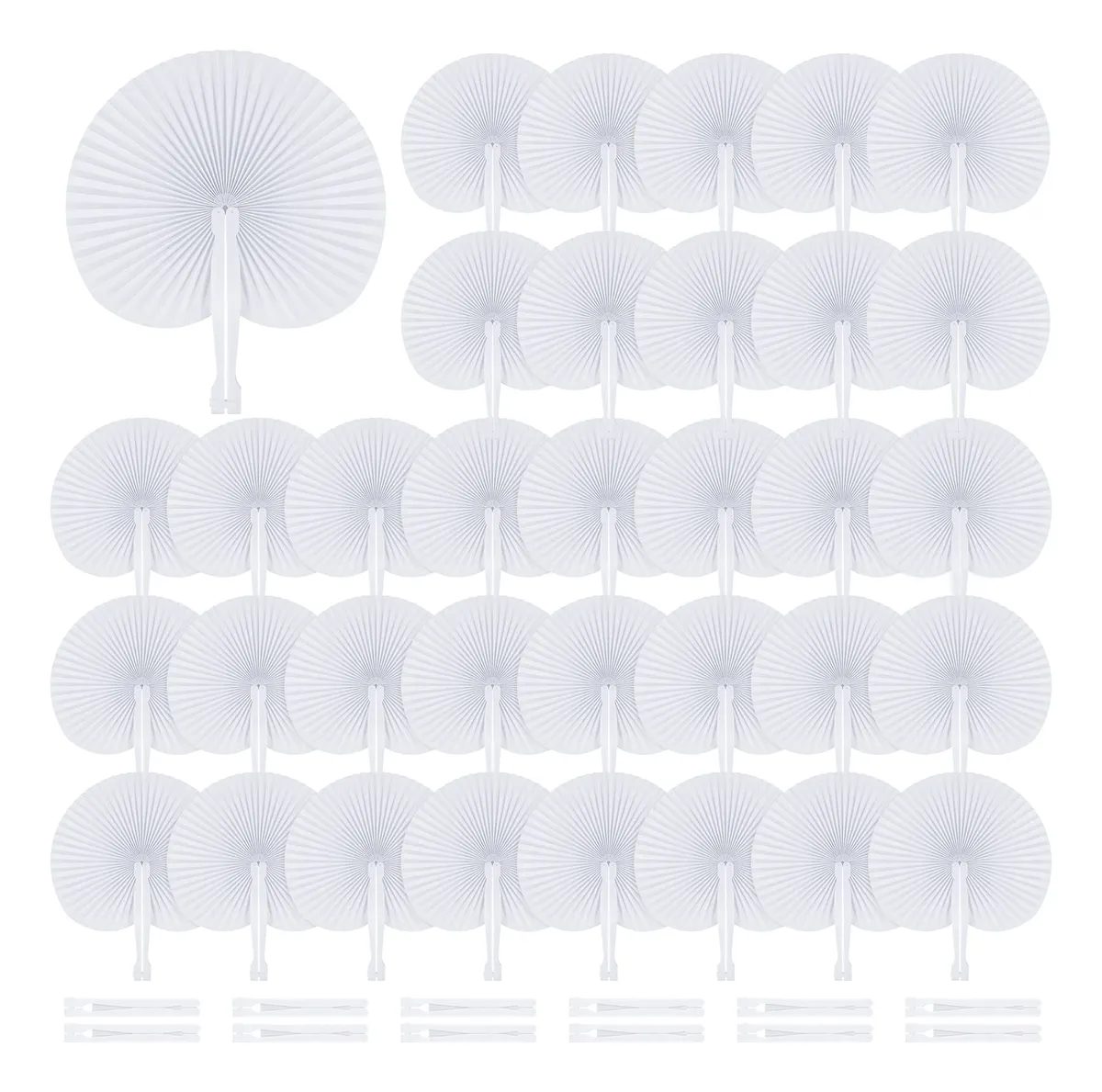100 Abanicos de Papel Blanco para Decoración de Fiestas y Bodas - Estilo Clásico y Elegante - Ideal para Eventos Especiales - Color Blanco Puro