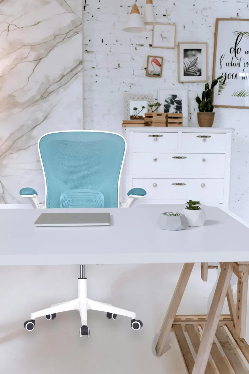 Silla de Escritorio Ergonómica Azul Cerúleo con Reclinación Ajustable ...