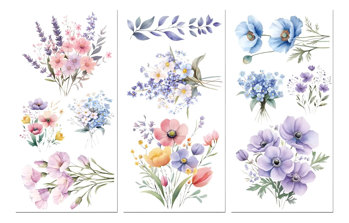 Pegatinas de Transferencia para Muebles con Diseño de Flores Silvestres - Renueva tus Muebles con Elegancia y Estilo - Fácil Aplicación