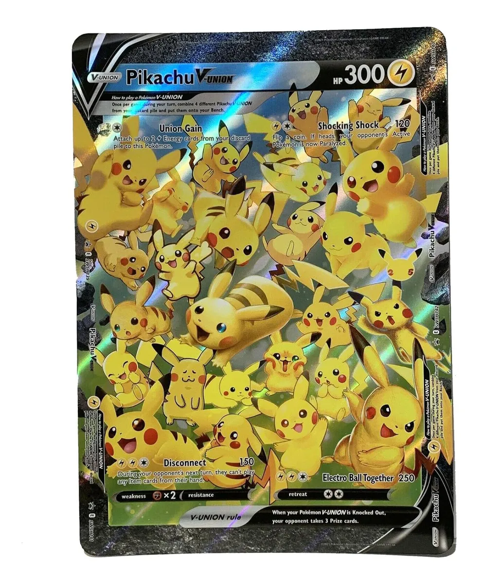Tarjeta Promocional Jumbo Pikachu V-Union Celebraciones: ¡Coleccionable Exclusivo para Fans de Pokémon y Maestros de Batalla! Dimensiones Gigantes, Diseño Vibrante.