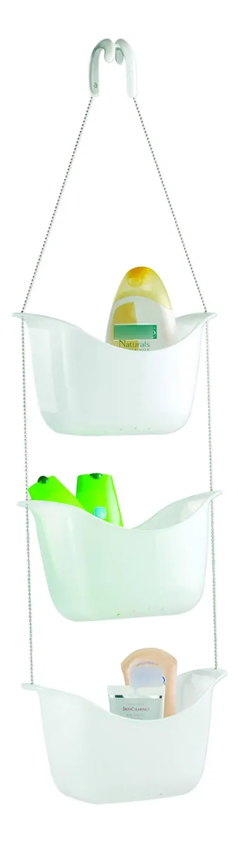 Caddy de Ducha Umbra Blanco y Acero Inoxidable: Organización Elegante y Duradera para tu Baño | Almacenamiento Ajustable, Resistente a la Corrosión | Ideal para Champú, Jabón y Accesorios