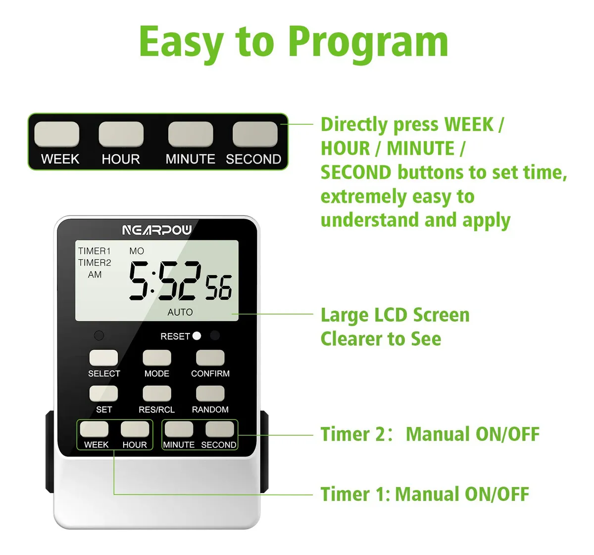 Timer Terprogram Mega Timer Digital Doble Programable con 2 Salidas - 18 Programas de Control ...