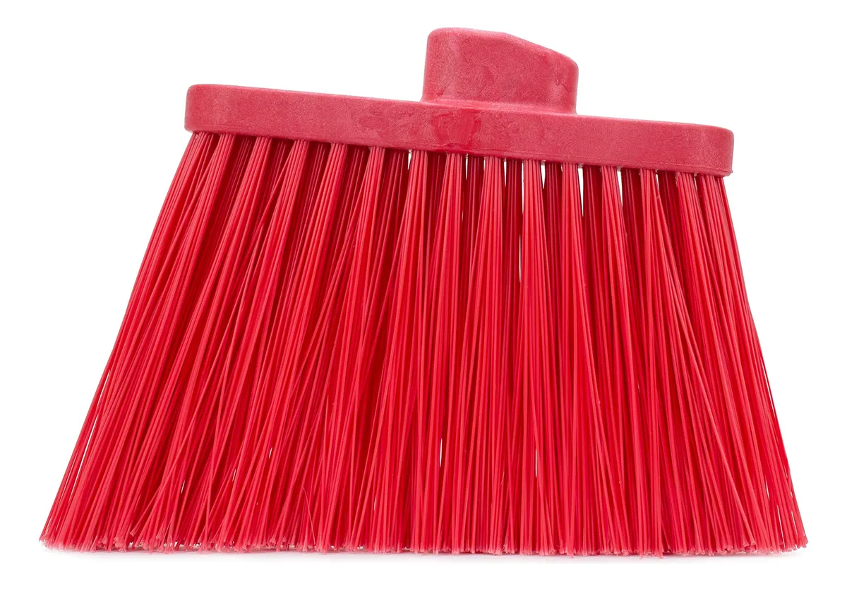 Cabezal de Escoba Profesional de Plástico con Ángulo para Grandes Escombros - Limpieza Eficaz de Suelos Exteriores - Color Rojo Robusto