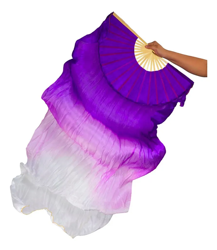 Velo de Danza del Vientre de Seda Real para Mujer - Elegante Accesorio Fluido para Presentaciones y Espectáculos - Ligero y Transpirable - Color L