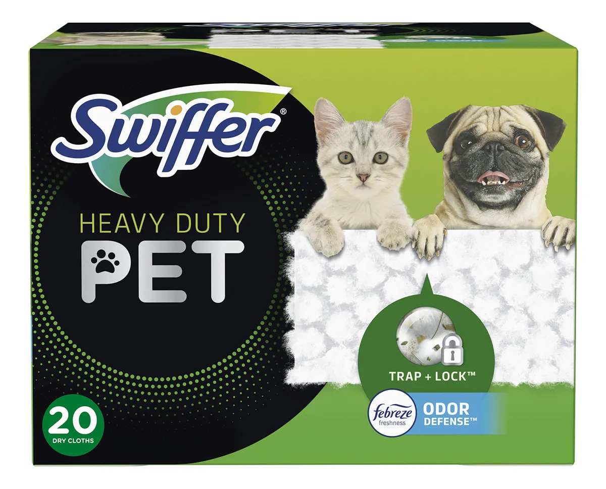 Repuesto Paño Limpieza Seco Febreze Defensa para Mascotas - Absorción Superior Anti-Olores - Pack 20 Unidades
