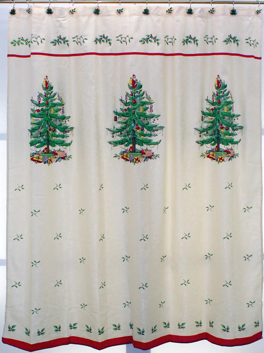 Cortina de Ducha Navideña de Tela - Decoración Festiva para Baño - Resistente al Agua - Variedad de Diseños Navideños