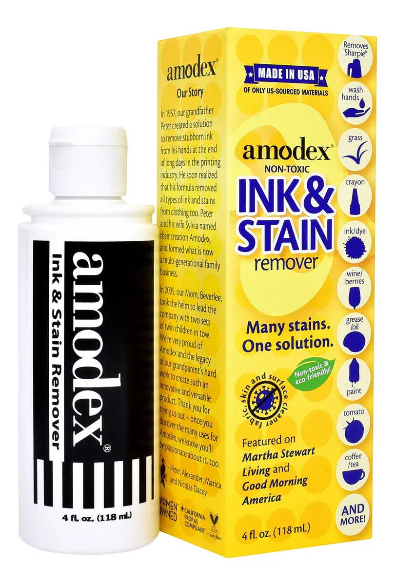 Amodex Removedor de Tinta y Manchas 4 Onzas - Solución Potente para Eliminación de Suciedad y Desperfectos - Uso Doméstico e Industrial - Versátil y Eficaz