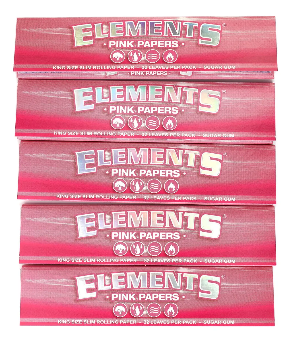 Papel de Fumar Ultrafino King Size Slim Color Rosa - Paquete de 5 Folletos para Fumadores Exigentes