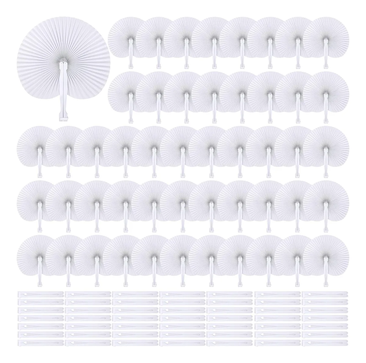100 Abanicos de Papel Plegables Blancos Perfectos para Fiestas y Eventos Especiales | Elegancia Desechable y Decorativa