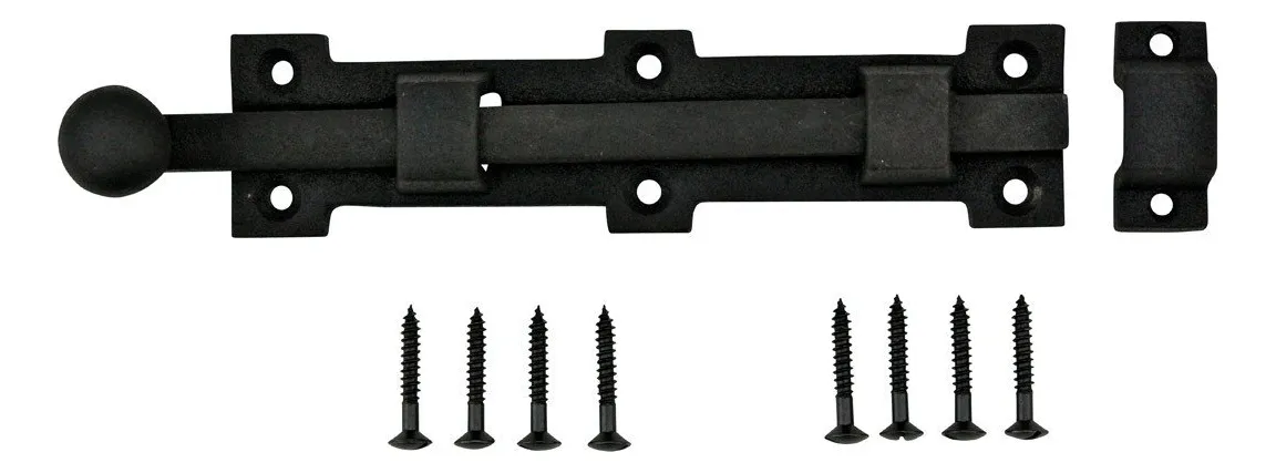 Puerta Corredera de Hierro Forjado Estilo Rústico para Renovación del Hogar | Pestillo Resistente | Acabado Negro Mate Clásico