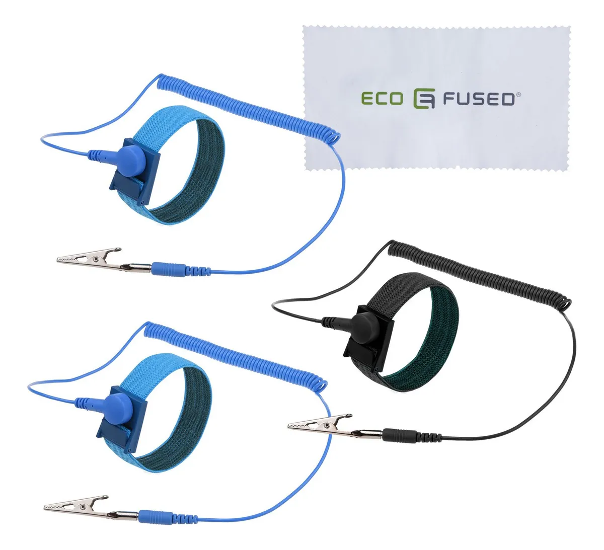 Pack 3 Correas Antiestáticas Reutilizables para Muñeca: 2 Azules + 1 Negra, Seguridad ESD Profesional