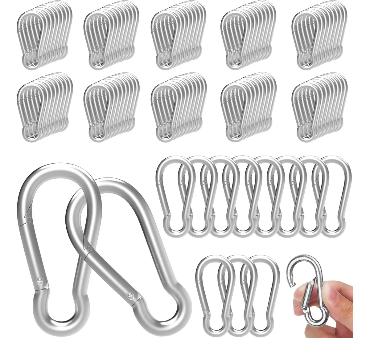 Clip Mosquetón Resistente con Gancho de Resorte Duradero para Llavero, Camping, Senderismo, Herramienta Multifuncional para Exterior