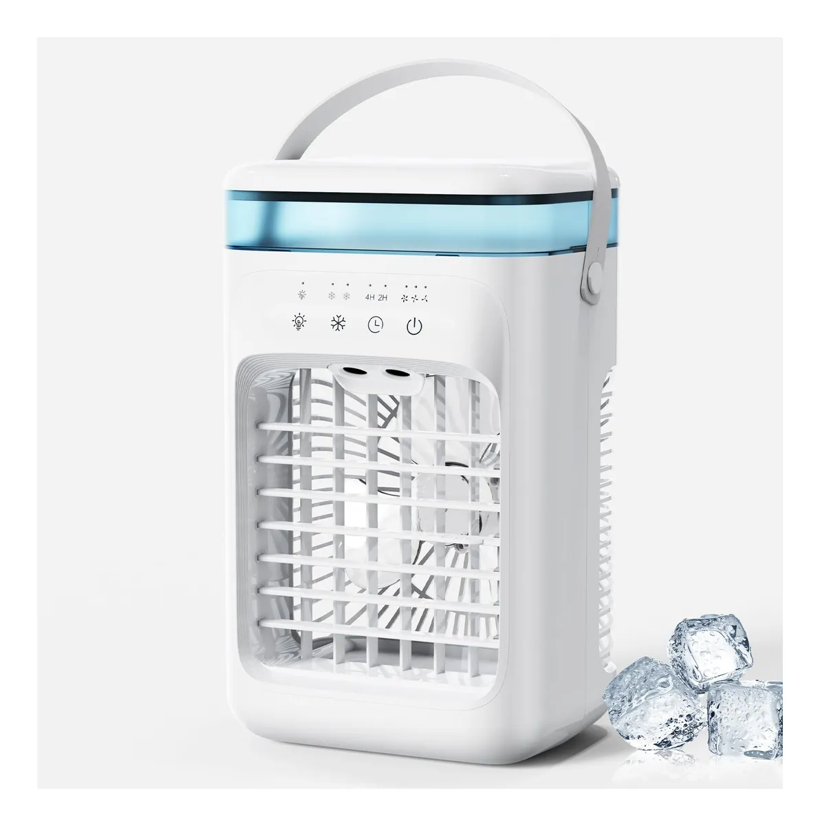 Acondicionador de Aire Portátil Mini Ventilador Blanco 3 Velocidades - Enfriamiento Personal Eficiente y Silencioso para Hogar u Oficina