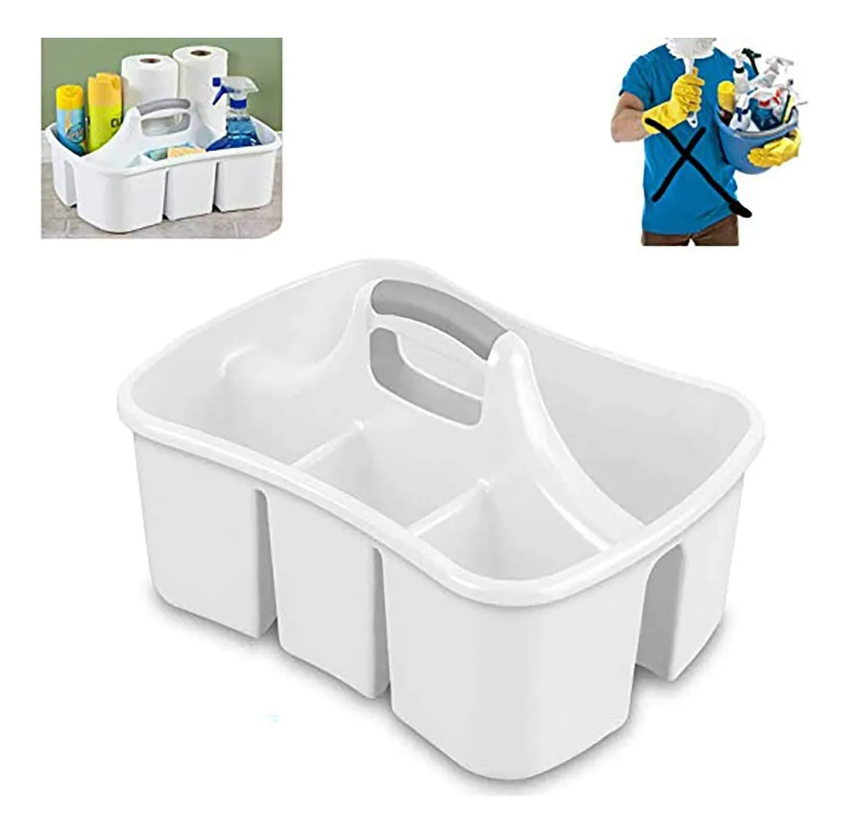 Caja Organizadora de Baño Blanca con Compartimentos y Asas - Solución Práctica para Almacenamiento y Decoración Moderna