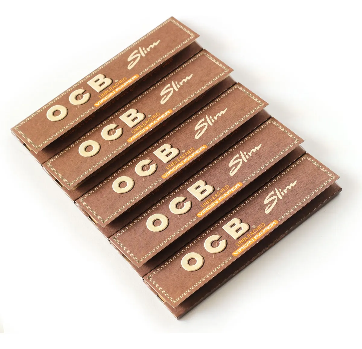 Folletos OCB Virgin King Size Slim Sin Blanquear - Papel de liar 100% Natural sin blanquear, 160 papeles ultra finos para fumar tabaco, tamaño King Size Slim.