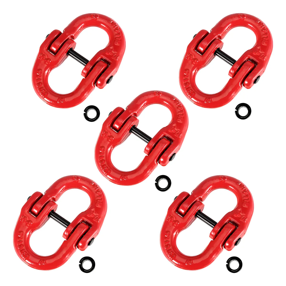 Paquete 5 Enlaces Acoplamiento Acero Rojo 80mm - Conexión Segura y Duradera para Tuberías y Conductos - Alta Resistencia, Fácil Instalación