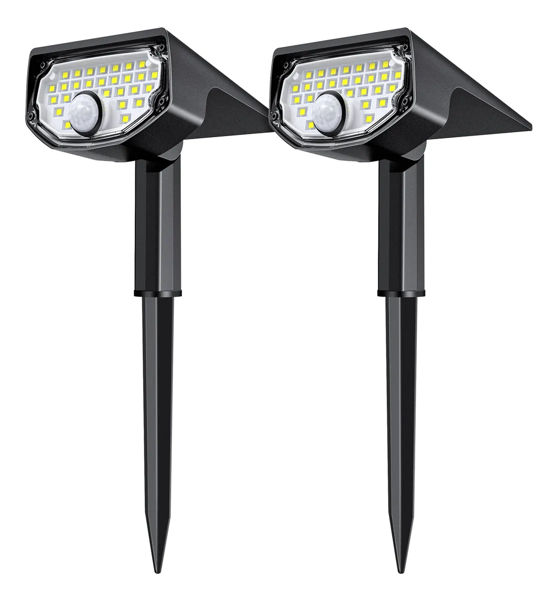 2x Focos Solares para Jardín con Sensor de Movimiento - Iluminación Exterior LED Eficiente y Automática - Resistente a la Intemperie - Estructura [Color de la Estructura]