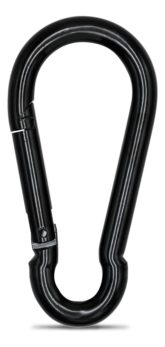 Clip Mosquetón Negro Resistente con Gancho de Resorte Duradero para Carga y Sujeción Segura - Ideal para Escalada y Uso Profesional