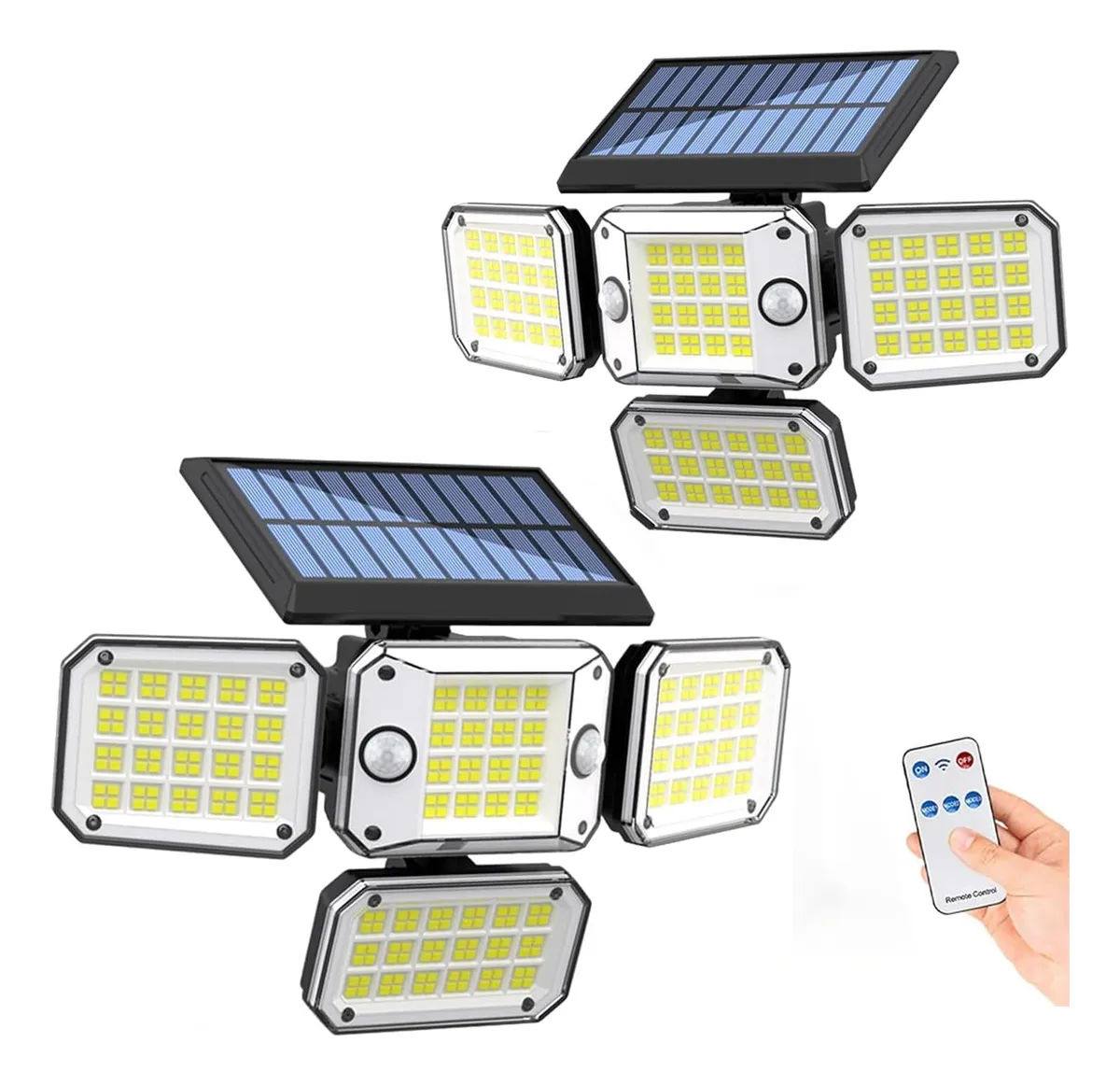 2 Paquetes Luces Solares LED Ajustables con 4 Cabezas Flexibles, Iluminación Exterior Segura y Eficiente, Diseño Moderno para Jardín y Patio
