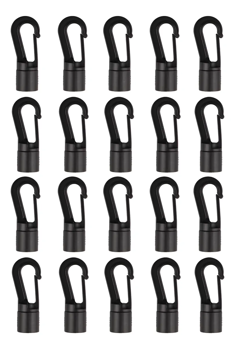 20 Ganchos de 8mm para Cordón Elástico, Bungee y Kayak - Accesorios Universales de Alta Resistencia para Fijación Segura y Duradera