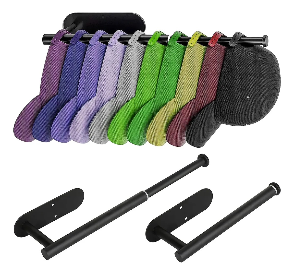 Organizador Retráctil Negro para Gorras de Béisbol | Soporte Profesional de Exhibición y Almacenamiento | Talla Única Ajustable para Colecciones | Estante Minimalista para Hogar y Tienda