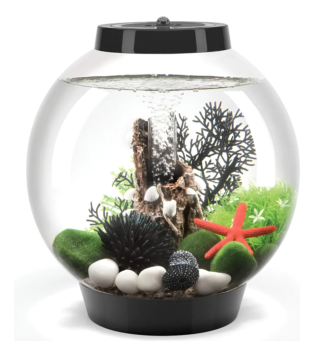Acuario Clásico 15L con Luz LED Integrada y Sistema de Filtración Biorb Negro para Peces Tropicales y de Agua Fría - Diseño Moderno y Fácil Mantenimiento