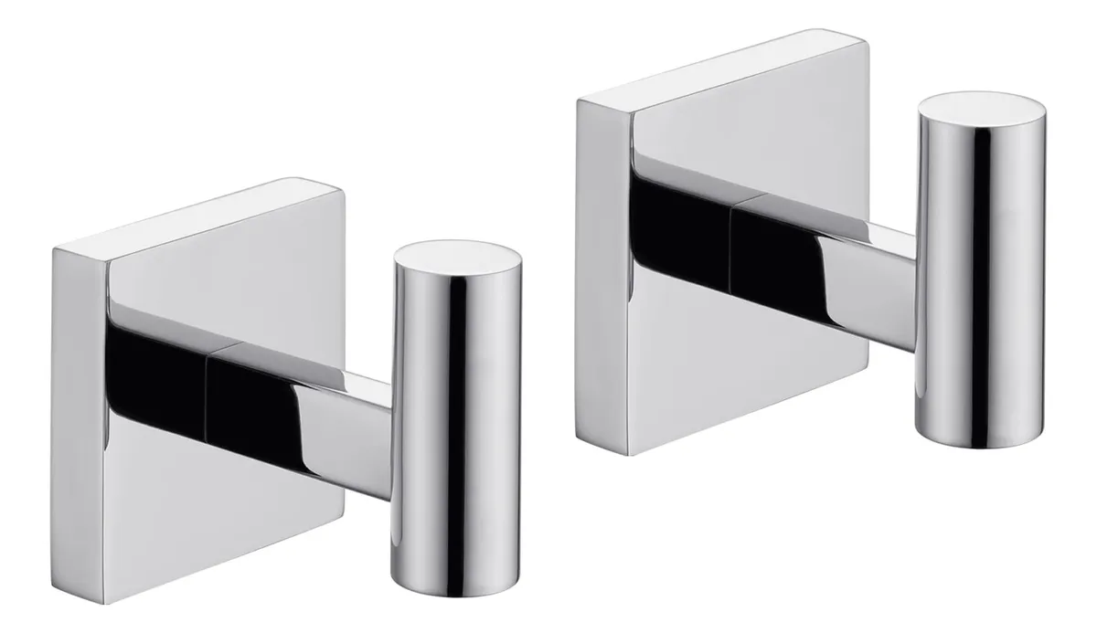 2 Ganchos para Bata de Baño y Toallas de Acero Inoxidable | Soporte de Pared Cromado Pulido para Baño y Ducha | Diseño Moderno y Duradero