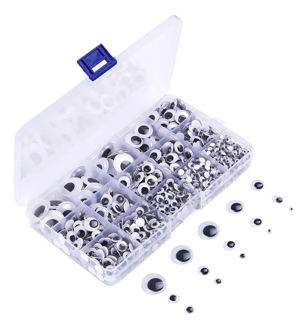 1220 Ojos Móviles Autoadhesivos Variados para Manualidades y Proyectos Creativos - Accesorios para Muñecos, Títeres y Decoración - Gran Surtido de Tamaños y Colores de Lente