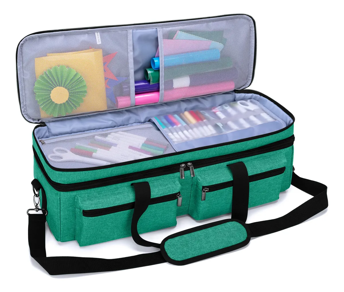 Bolsa de Doble Capa para Cricut Explore Air y Maker | Almacenamiento Profesional | Resistente | Verde Oscuro | Diseño Elegante y Funcional