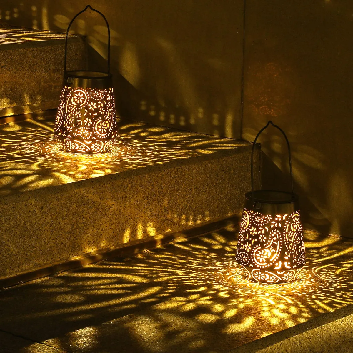 2x Faroles Solares Impermeables LED para Exterior | Iluminación Eficiente y Duradera | Linternas para Jardín, Patio y Exteriores | Estructura Resistente