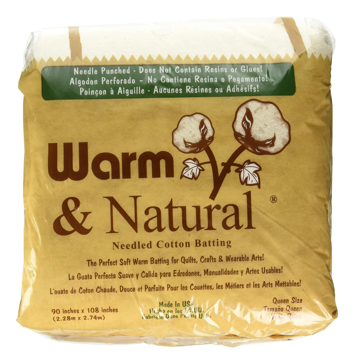 Batting de Algodón Cálido Natural para Cama Queen | Relleno Suave y Transpirable para Edredones y Acolchados Artesanales