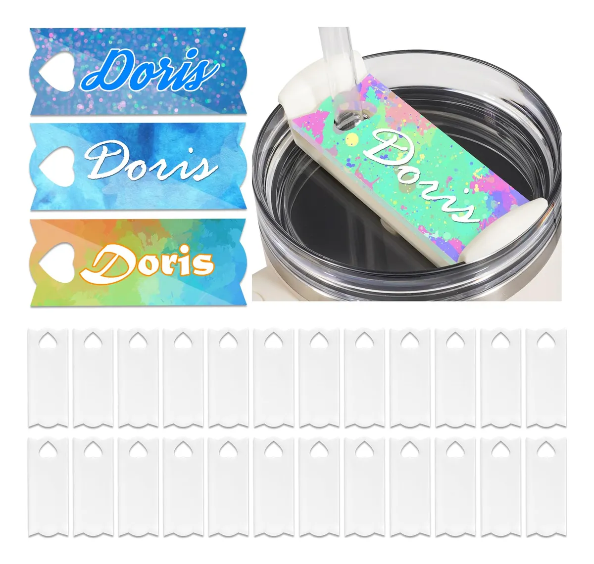 Placas de Nombre Acrílicas en Blanco para Sublimación: Personaliza tus Vasos con Diseños Únicos | Kit DIY para Artistas