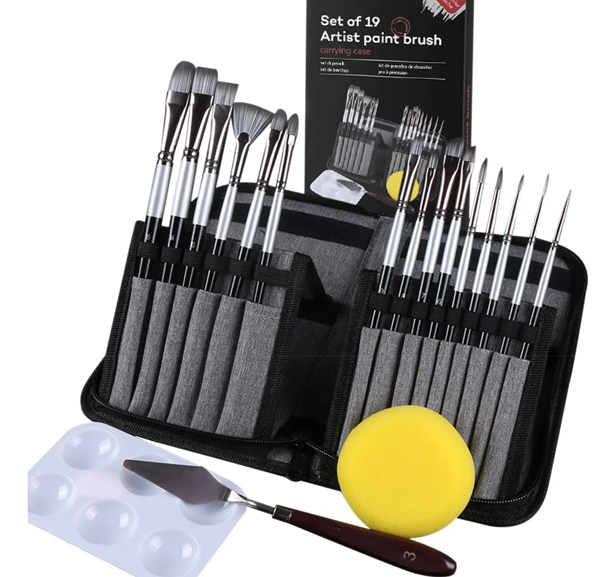 Kit Profesional de 19 Pinceles para Pintura Acrílica: Cerdas de Alta Calidad para Artistas y Principiantes | Herramientas Esenciales para tu Obra Maestra