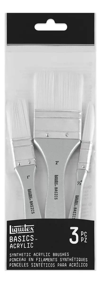 Juego de 3 Brochas Sintéticas Multicolor para Pintura y Artesanía - Cerdas Suaves y Duraderas - Kit Esencial para Artistas y Decoradores
