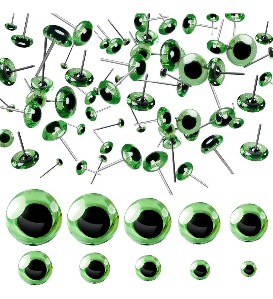 Juego 100 Ojos de Vidrio Verde para Manualidades y Costura - Accesorio Decorativo Versátil y Duradero - Ideal para Proyectos Creativos