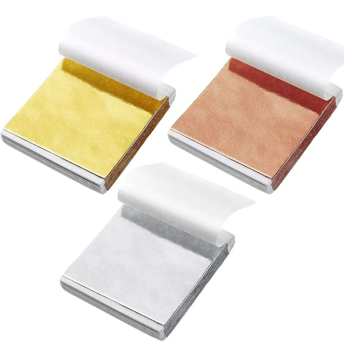 300 Hojas de Pan de Oro para Artesanía y Decoración - Papel Metálico Adhesivo Brillante para Manualidades, Repostería, Muebles y Proyectos DIY