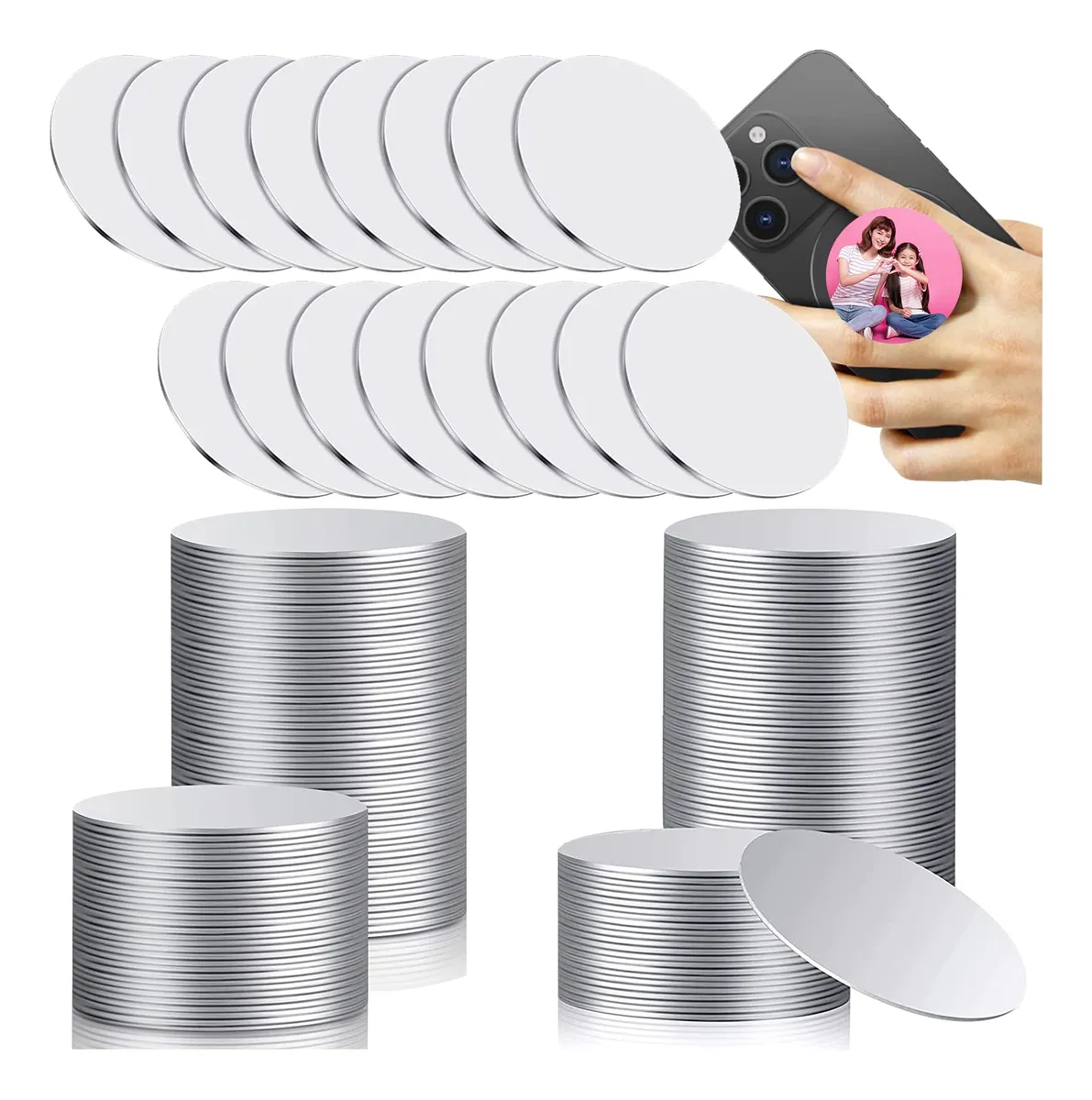 Pegatinas Redondas en Blanco para Sublimación en Aluminio - Personaliza tus Diseños con Calidad Profesional - Pack X Unidades