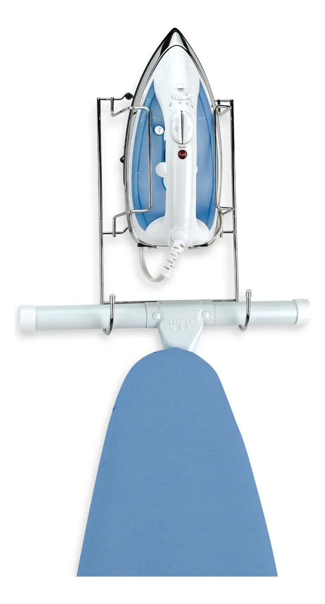 Soporte Universal para Tabla de Planchar y Plancha con Acabado Cromado Elegante | Organización y Comodidad para tu Hogar