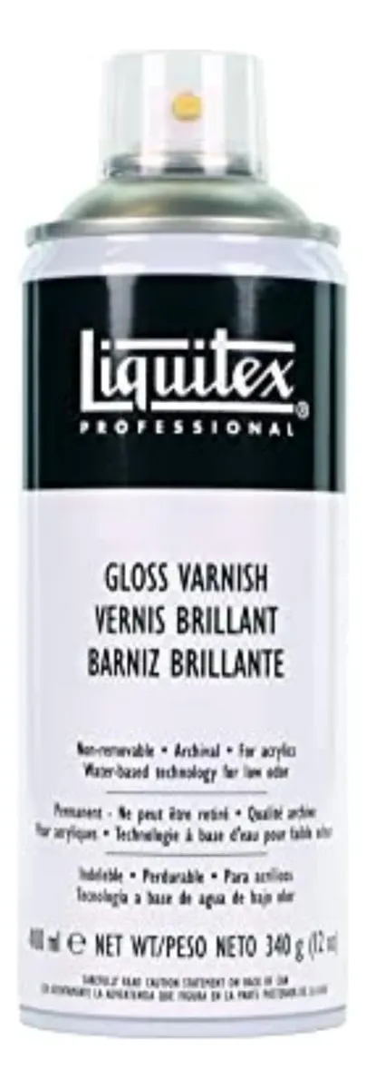 Barniz en Spray Profesional Brillante Liquitex 3950010 para Acabados Duraderos y Protección de Obras de Arte, Secado Rápido, Transparente, Envase 400ml