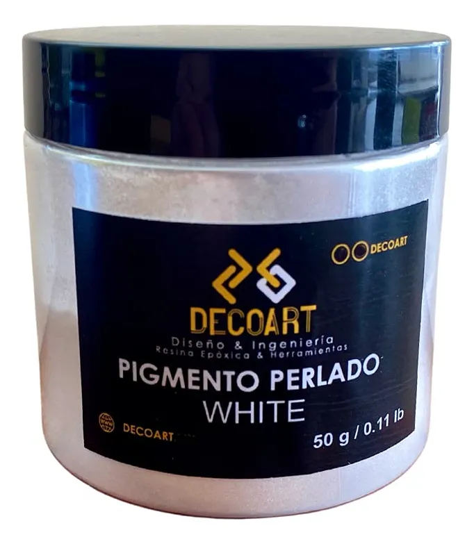 Pigmento Metalizado Premium para Resina Epóxica - Acabado Brillante Blanco Puro - Ideal para Joyería, Manualidades y Decoración Profesional - 50g